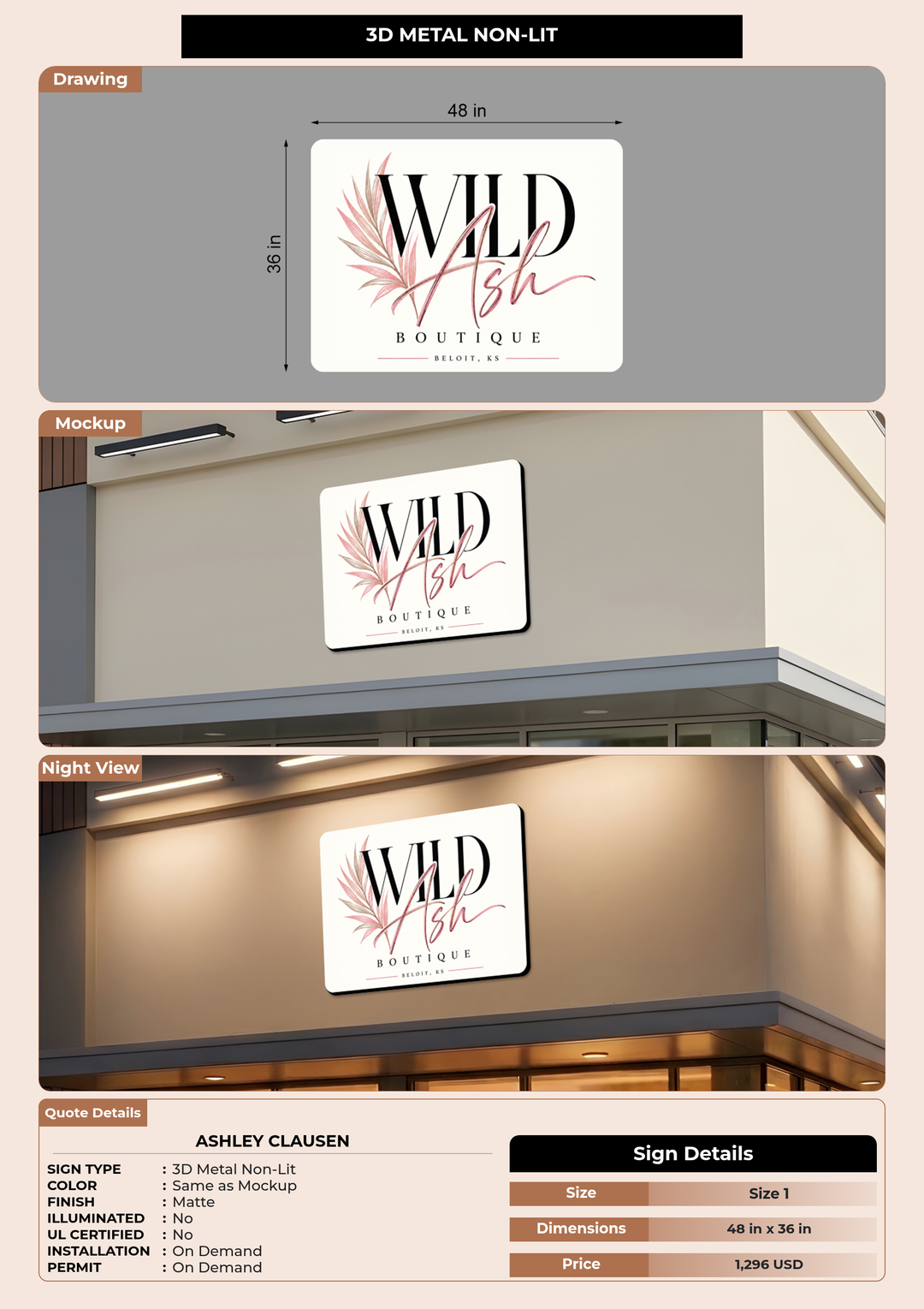 CUSTOM MOCKUP SIGN FOR Ashley Clausen