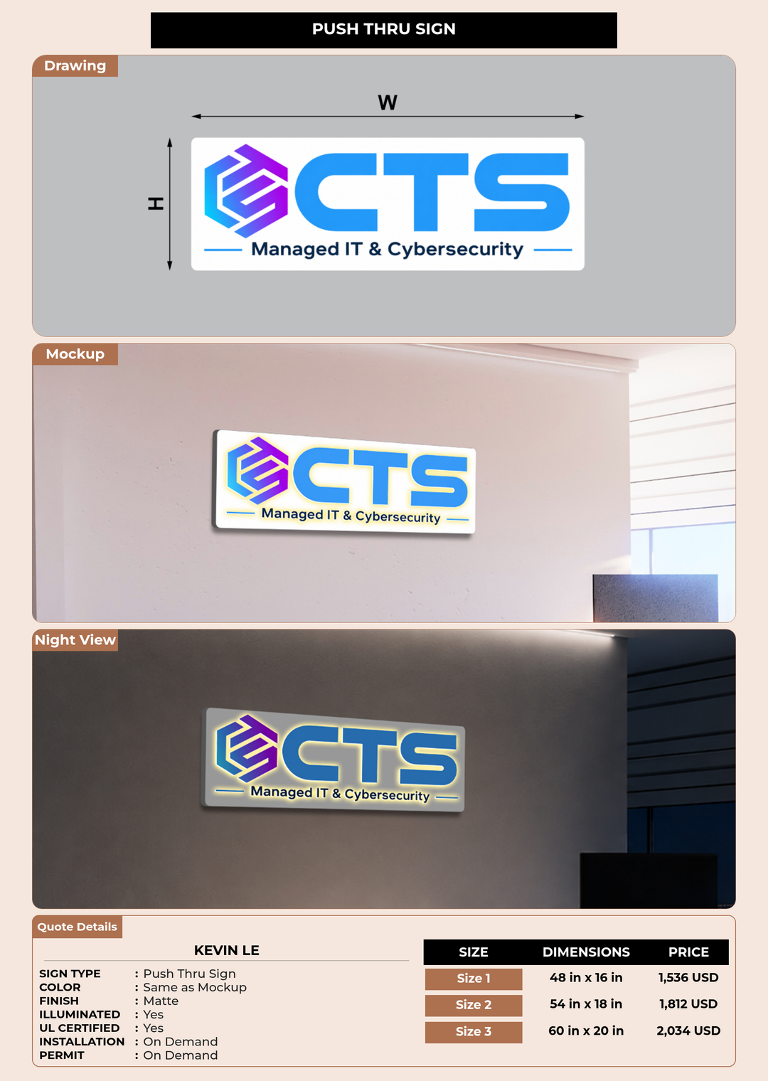 CUSTOM MOCKUP SIGN FOR Kevin Le