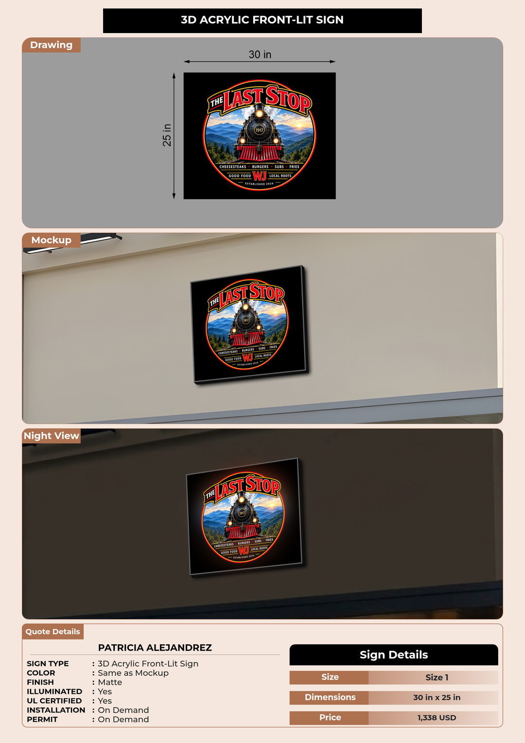 CUSTOM MOCKUP SIGN FOR PATRICIA ALEJANDREZ