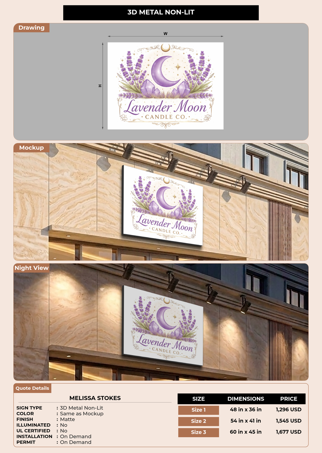 CUSTOM MOCKUP SIGN FOR Melissa Stokes