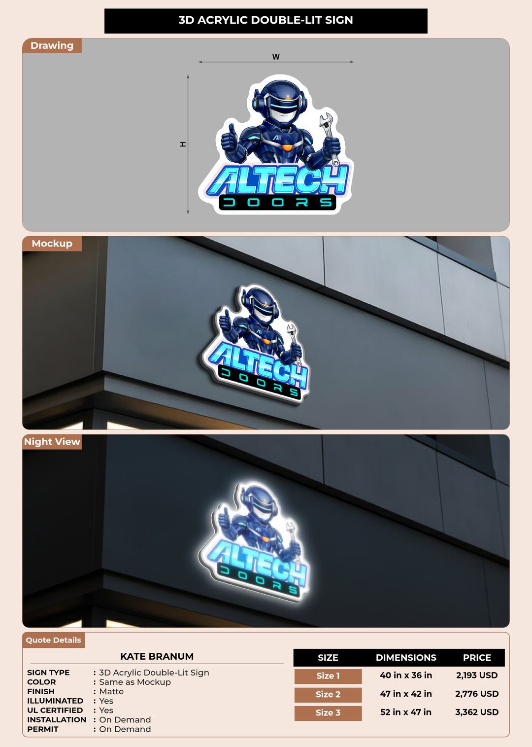 CUSTOM MOCKUP SIGN FOR Kate Branum
