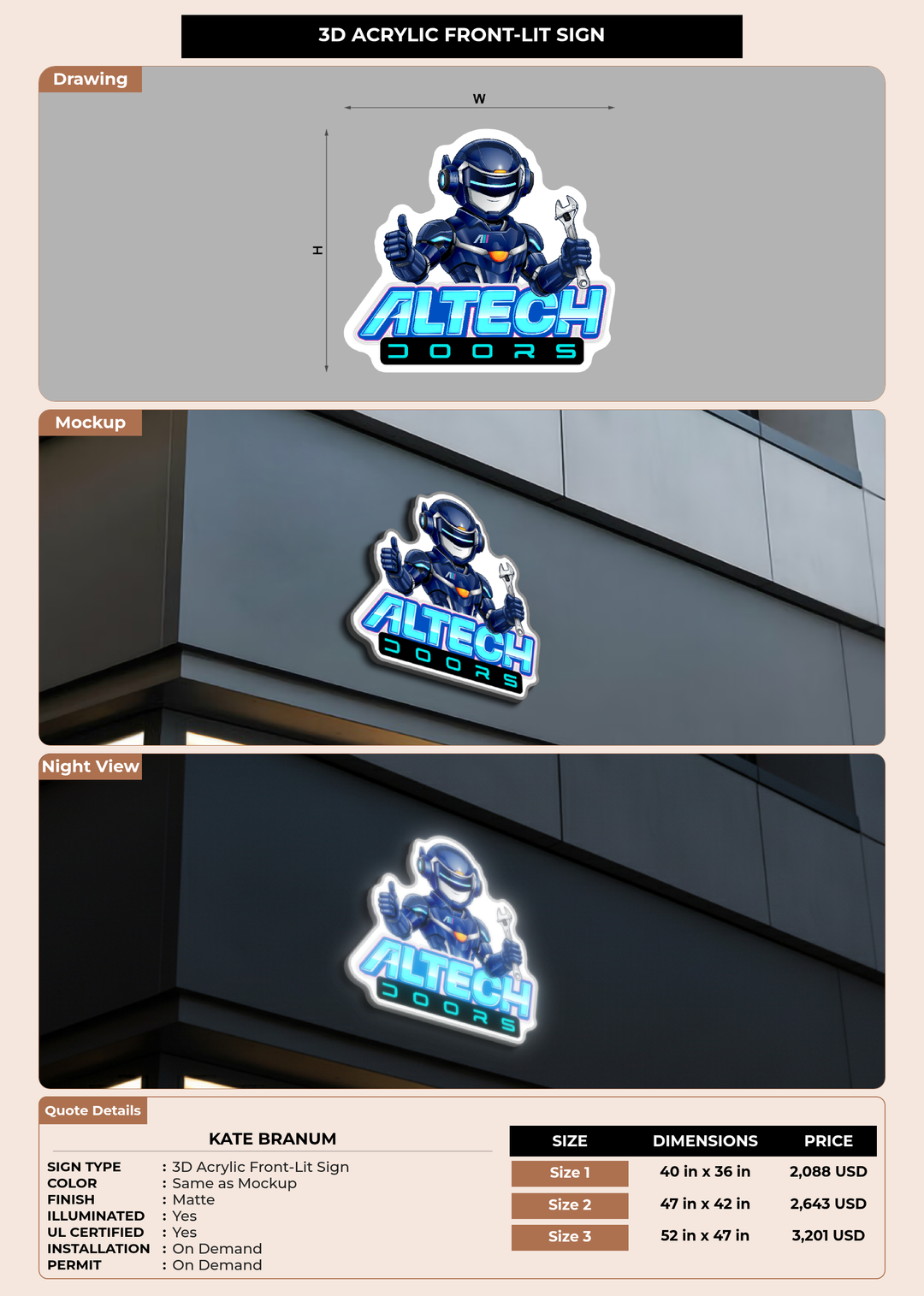 CUSTOM MOCKUP SIGN FOR Kate Branum