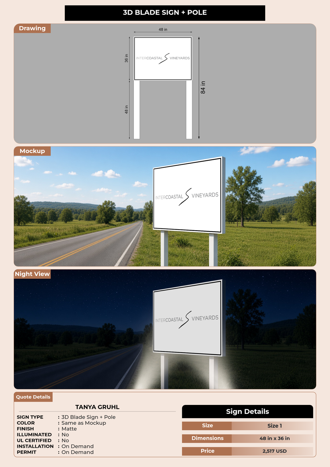 CUSTOM MOCKUP SIGN FOR Tanya Gruhl