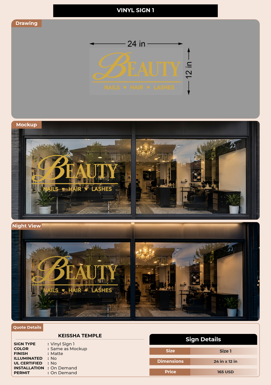 CUSTOM MOCKUP SIGN FOR Keissha Temple