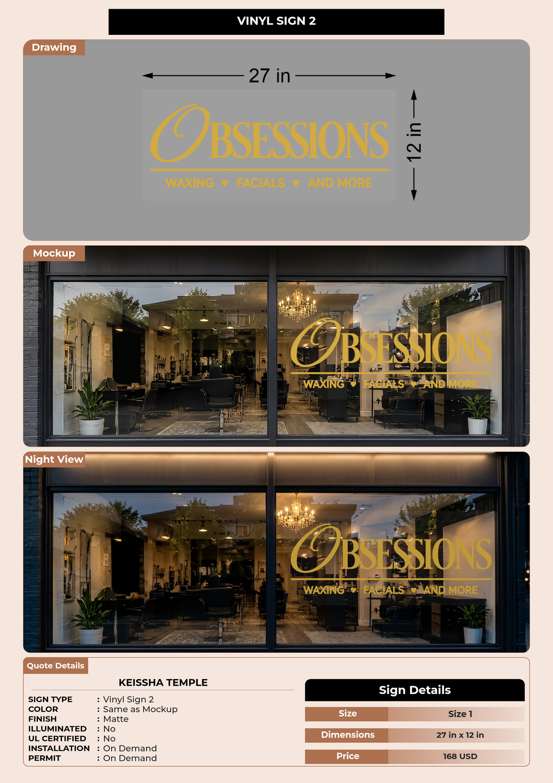 CUSTOM MOCKUP SIGN FOR Keissha Temple