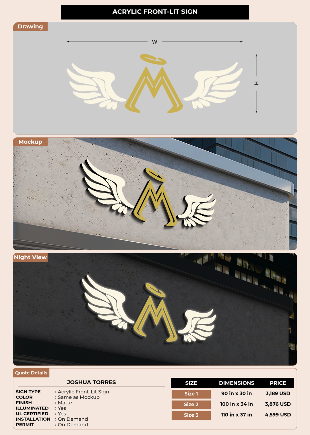 CUSTOM MOCKUP SIGN FOR Joshua Torres