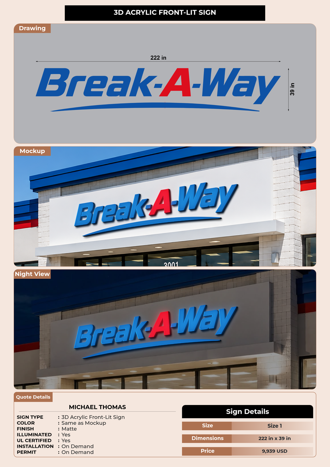 CUSTOM MOCKUP SIGN FOR Michael Thomas