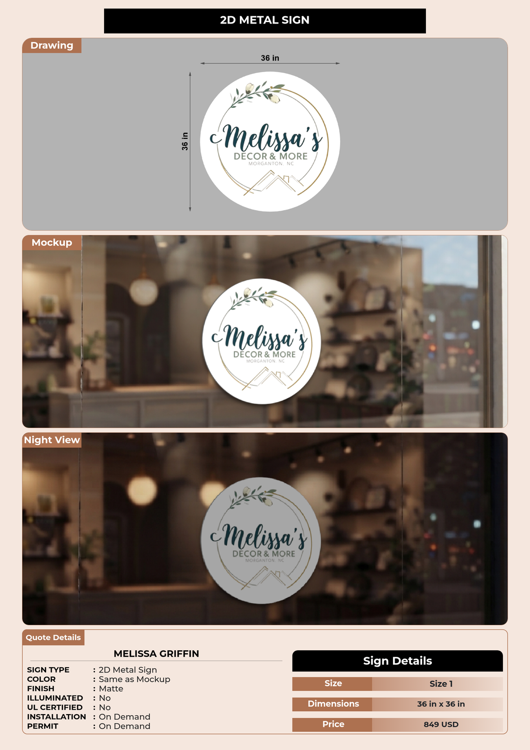 CUSTOM MOCKUP SIGN FOR Melissa Griffin