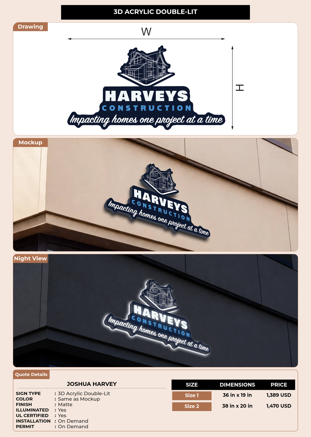CUSTOM MOCKUP SIGN FOR Joshua Harvey