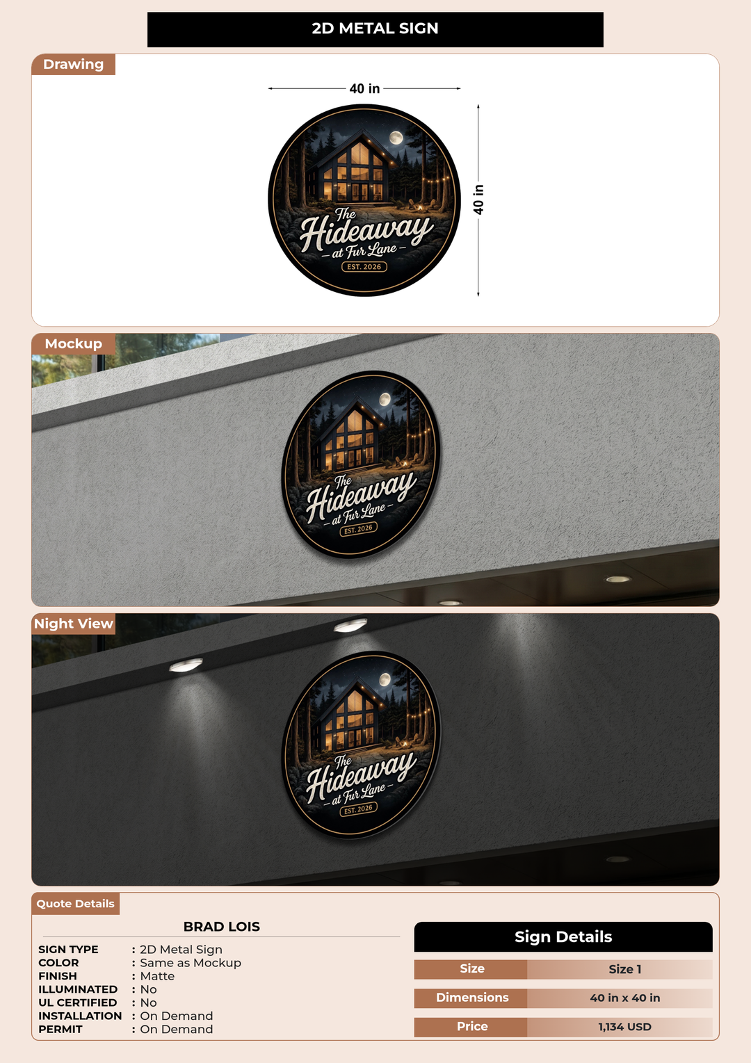 CUSTOM MOCKUP SIGN FOR Brad Lois