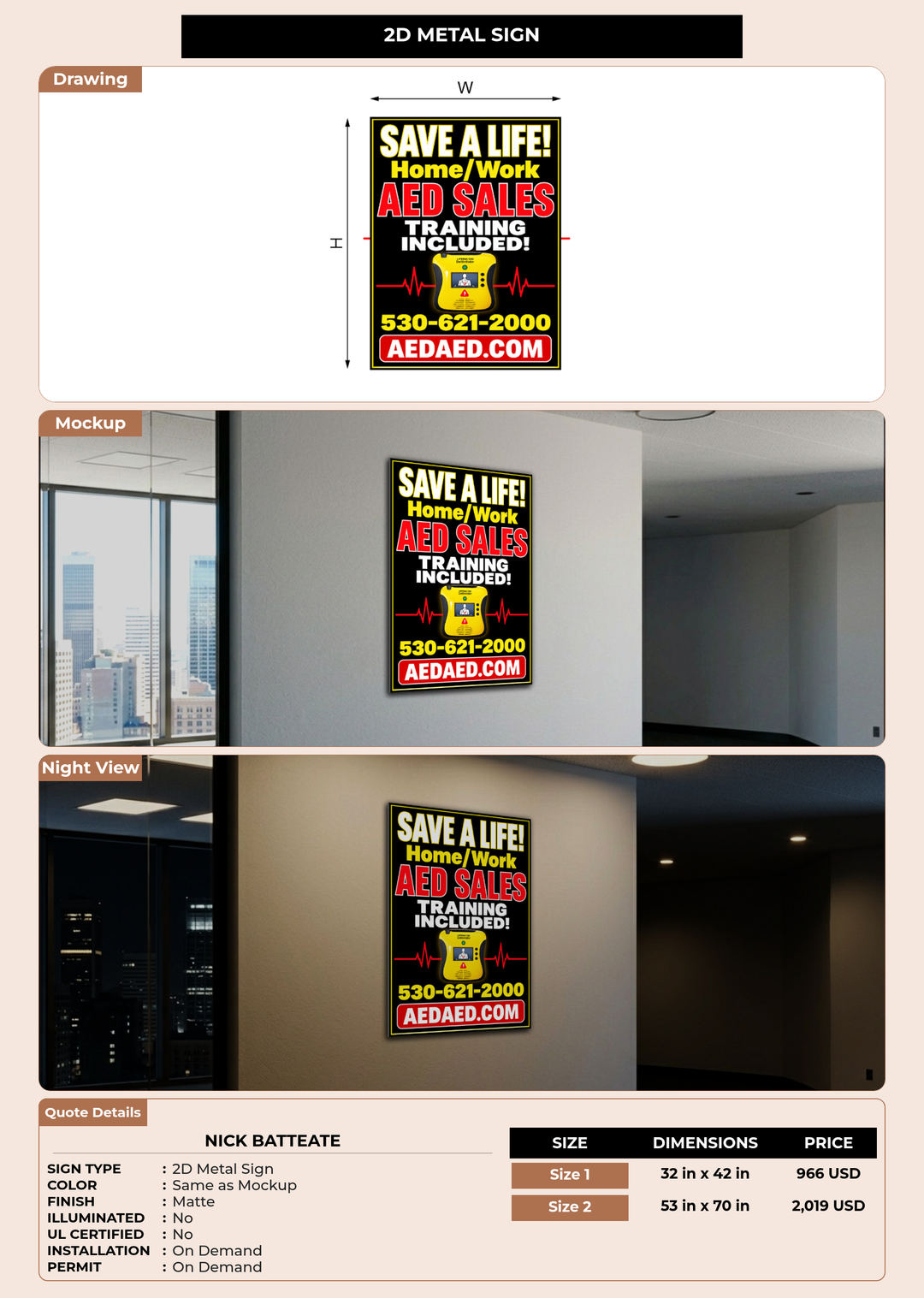 CUSTOM MOCKUP SIGN FOR Nick Batteate