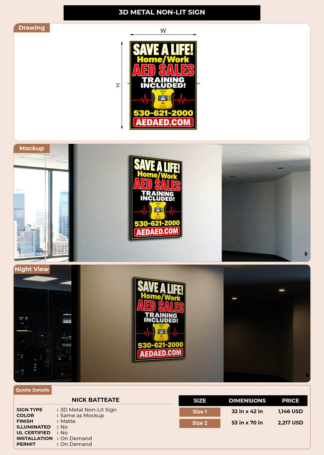 CUSTOM MOCKUP SIGN FOR Nick Batteate