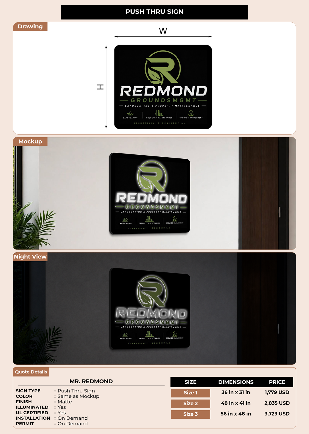 CUSTOM MOCKUP SIGN FOR Mr. Redmond