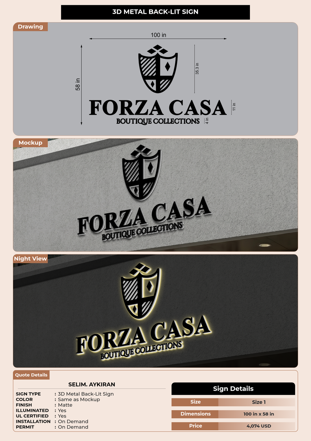 CUSTOM MOCKUP SIGN FOR Selim. Aykıran