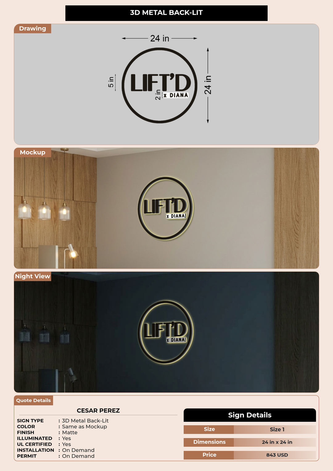 CUSTOM MOCKUP SIGN FOR Cesar Perez