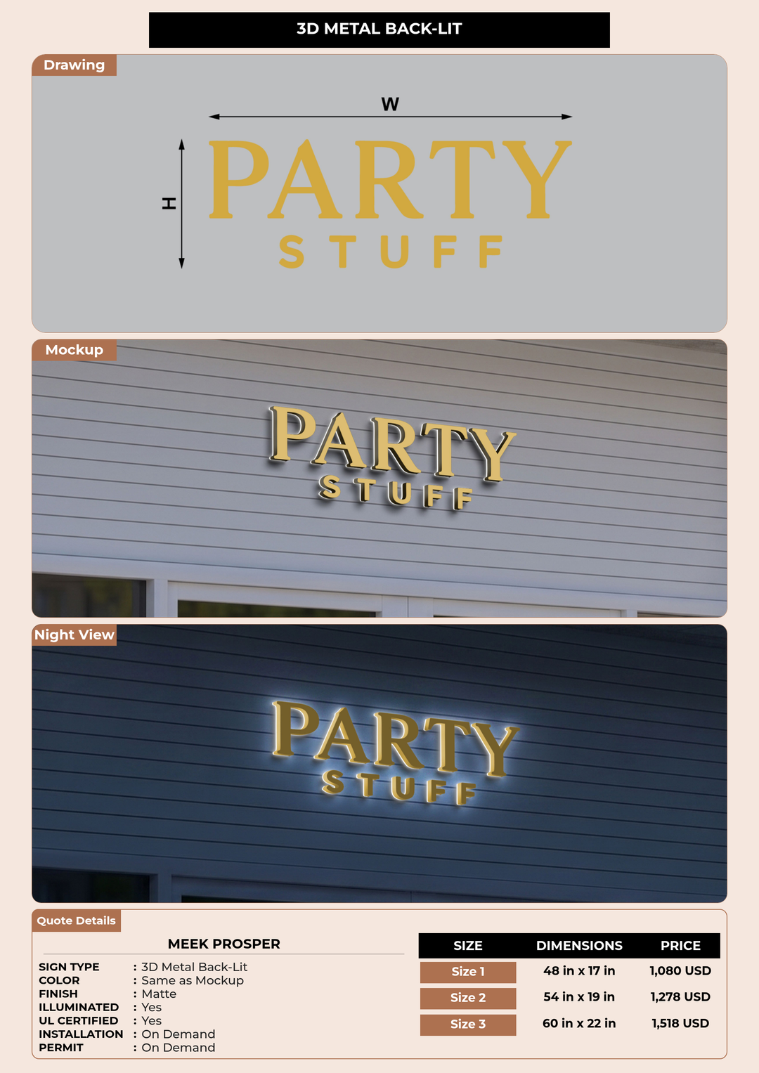 CUSTOM MOCKUP SIGN FOR Meek Prosper