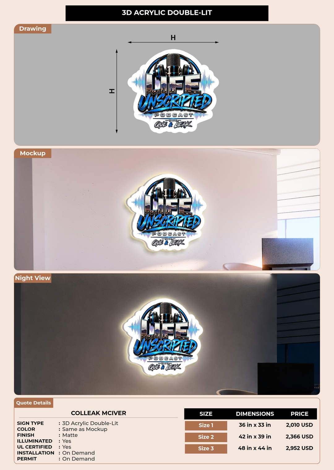 CUSTOM MOCKUP SIGN FOR Colleak McIver