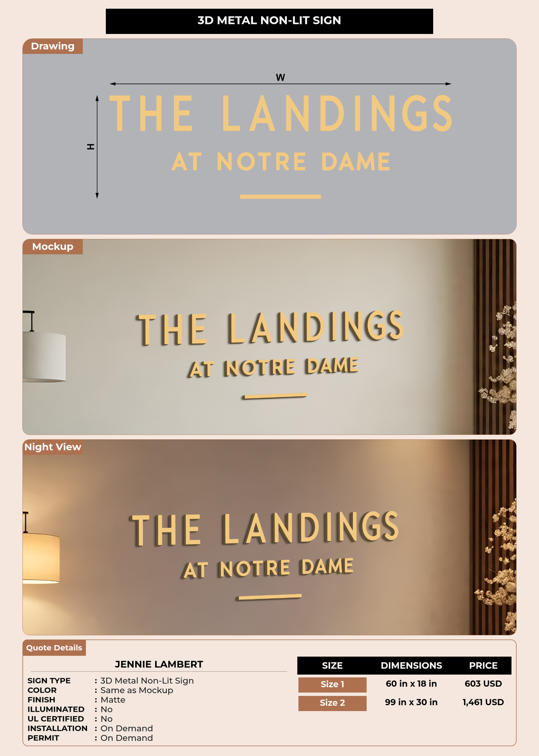 CUSTOM MOCKUP SIGN FOR Jennie Lambert