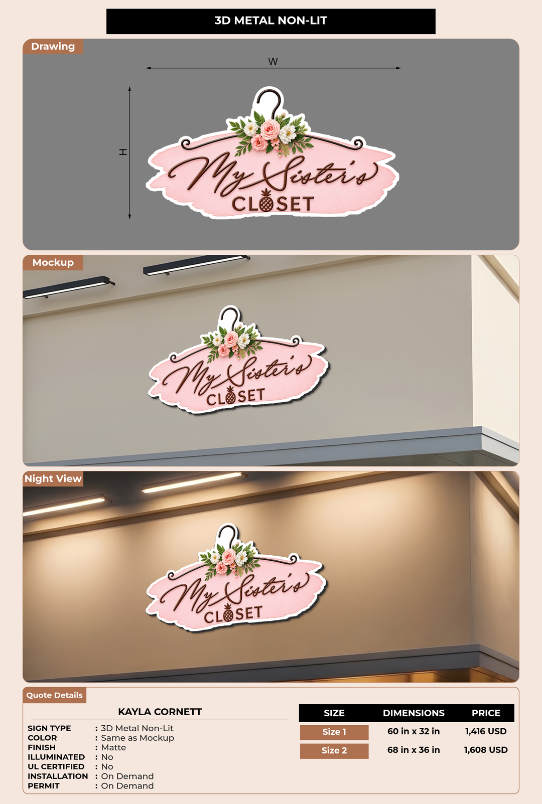 CUSTOM MOCKUP SIGN FOR Kayla Cornett