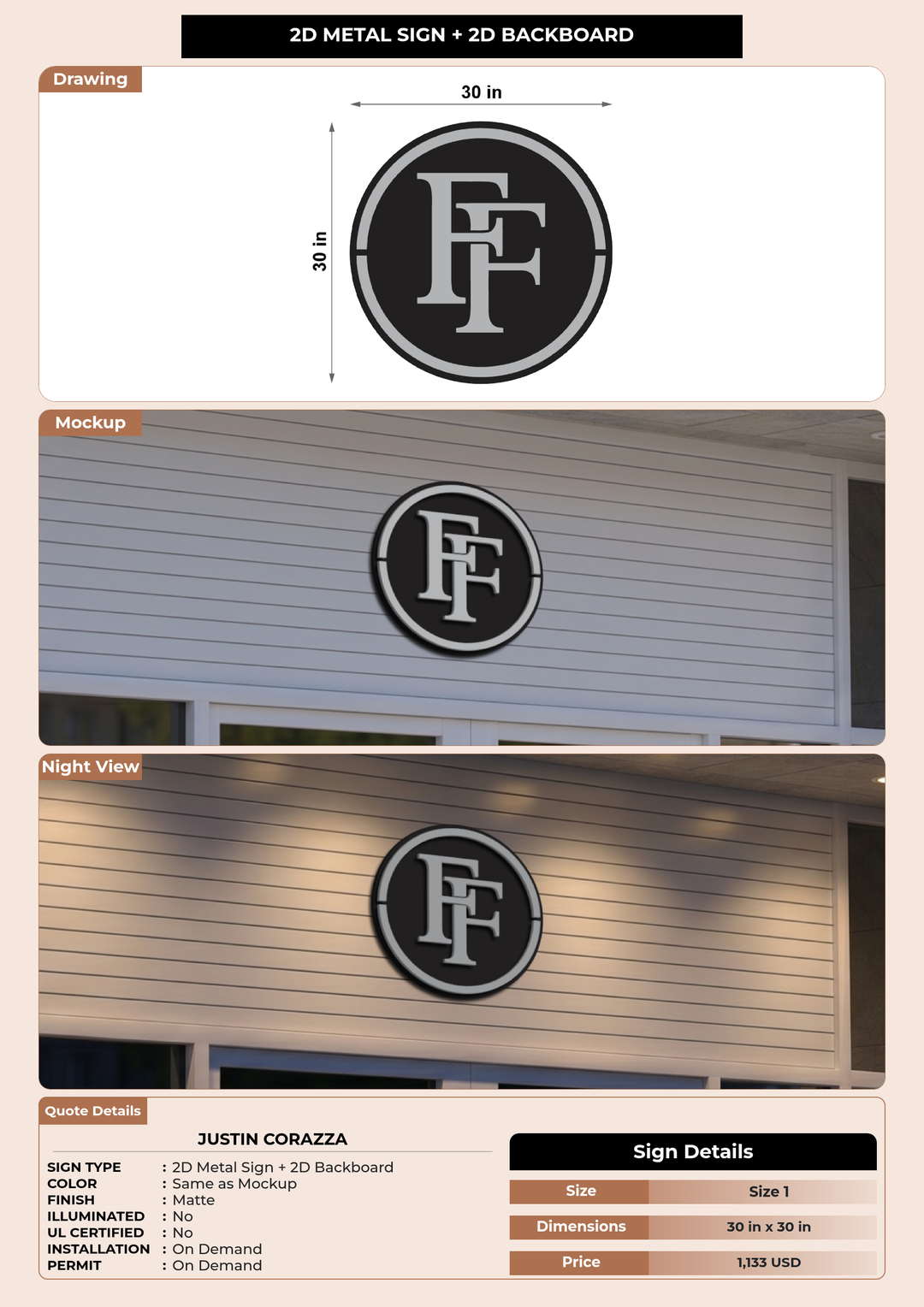 CUSTOM MOCKUP SIGN FOR Justin Corazza
