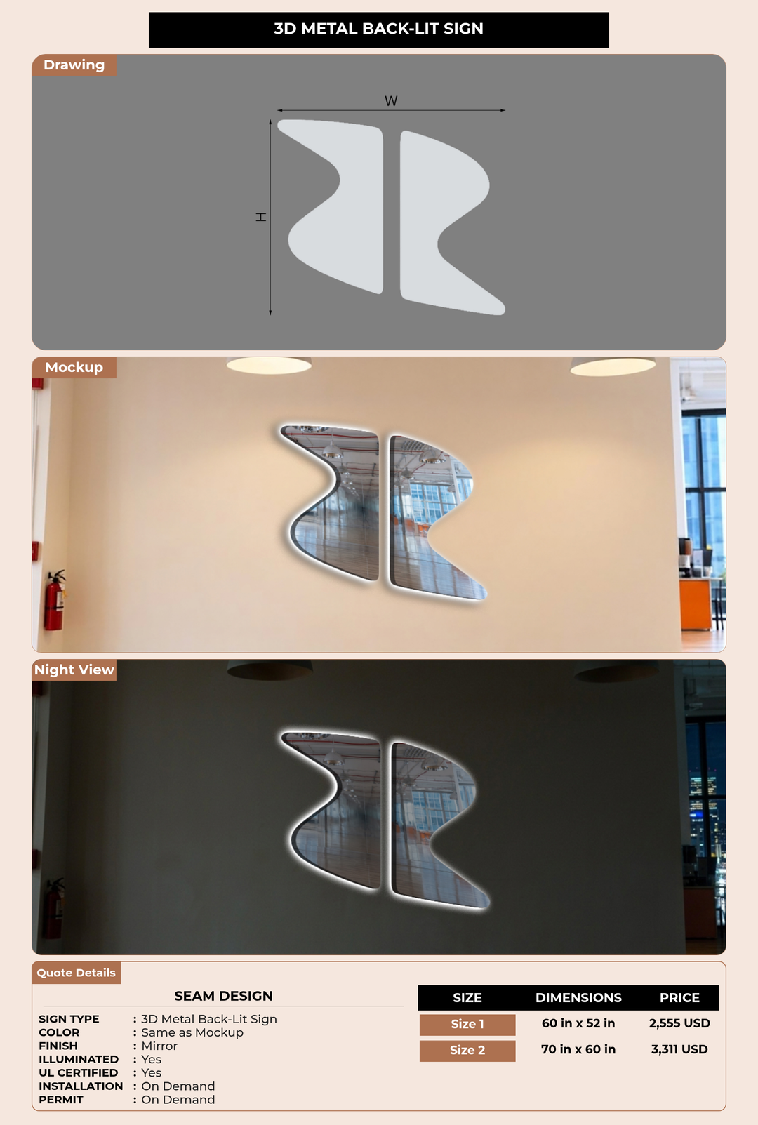 CUSTOM MOCKUP SIGN FOR Seam Design