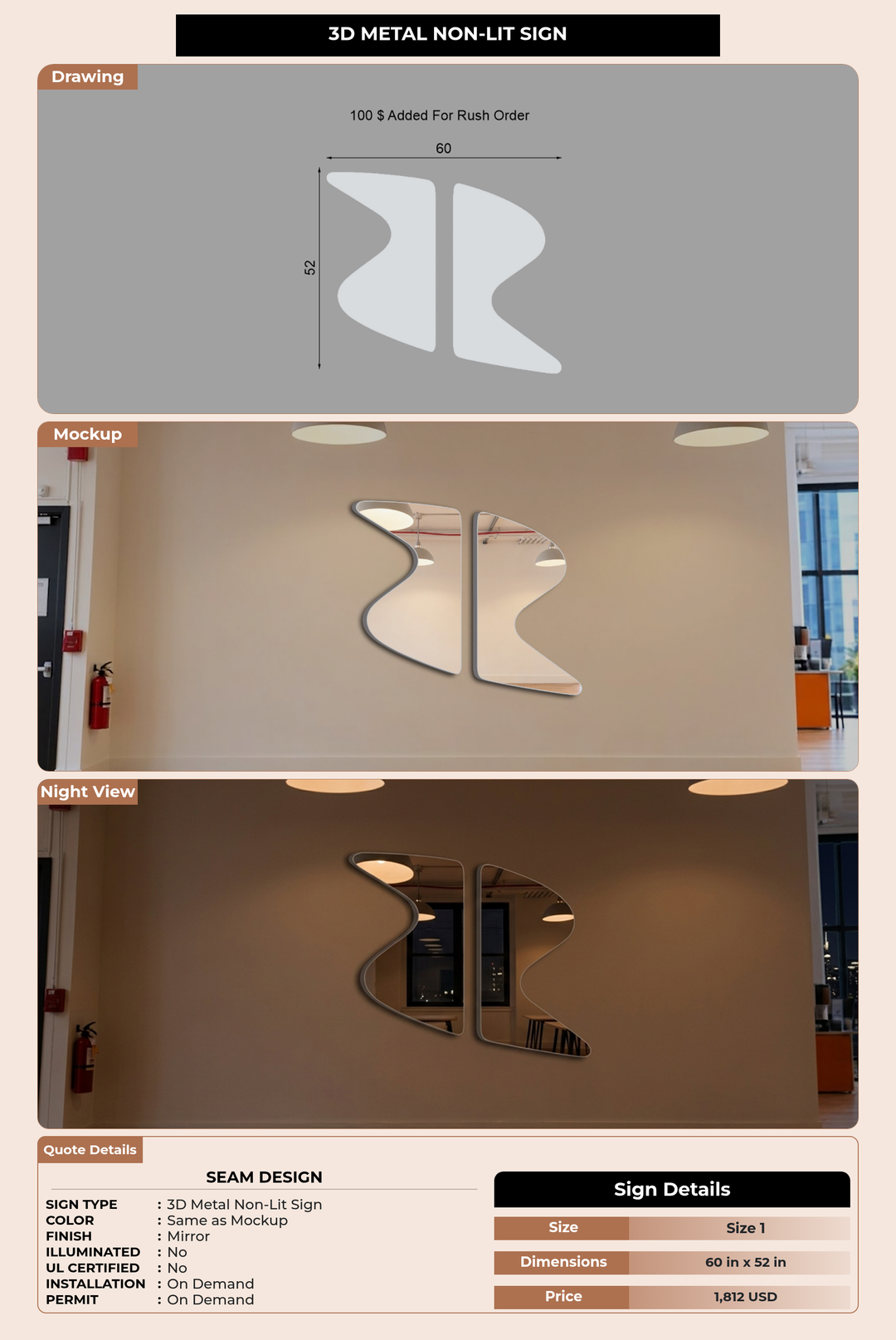 CUSTOM MOCKUP SIGN FOR Seam Design