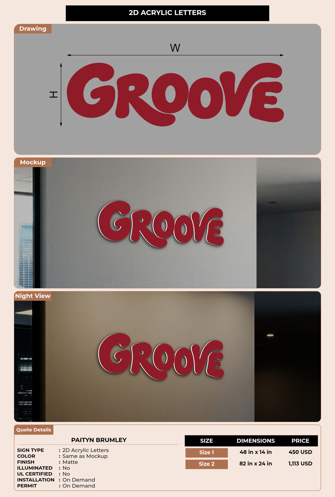 CUSTOM MOCKUP SIGN FOR Paityn Brumley