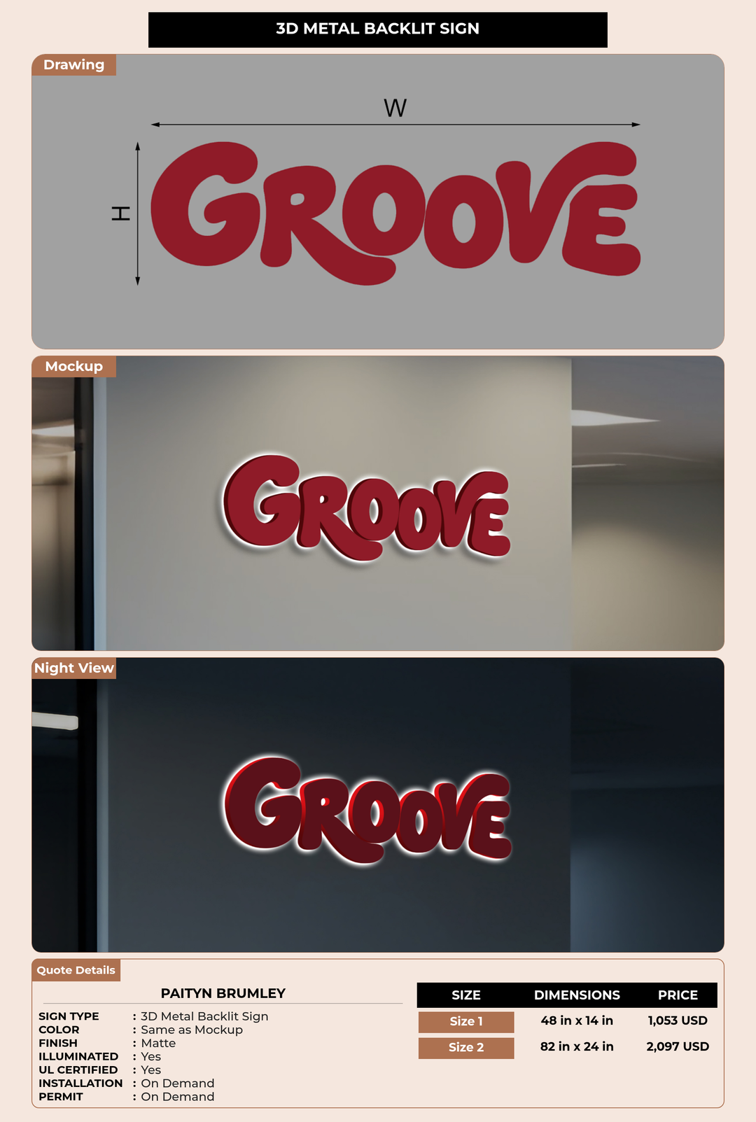 CUSTOM MOCKUP SIGN FOR Paityn Brumley