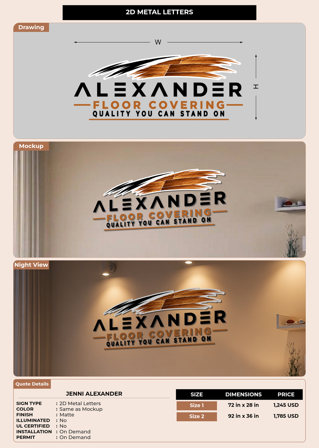 CUSTOM MOCKUP SIGN FOR Jenni Alexander