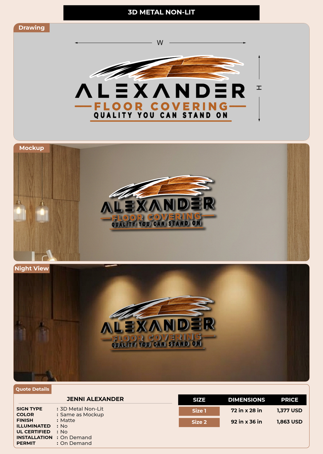 CUSTOM MOCKUP SIGN FOR Jenni Alexander