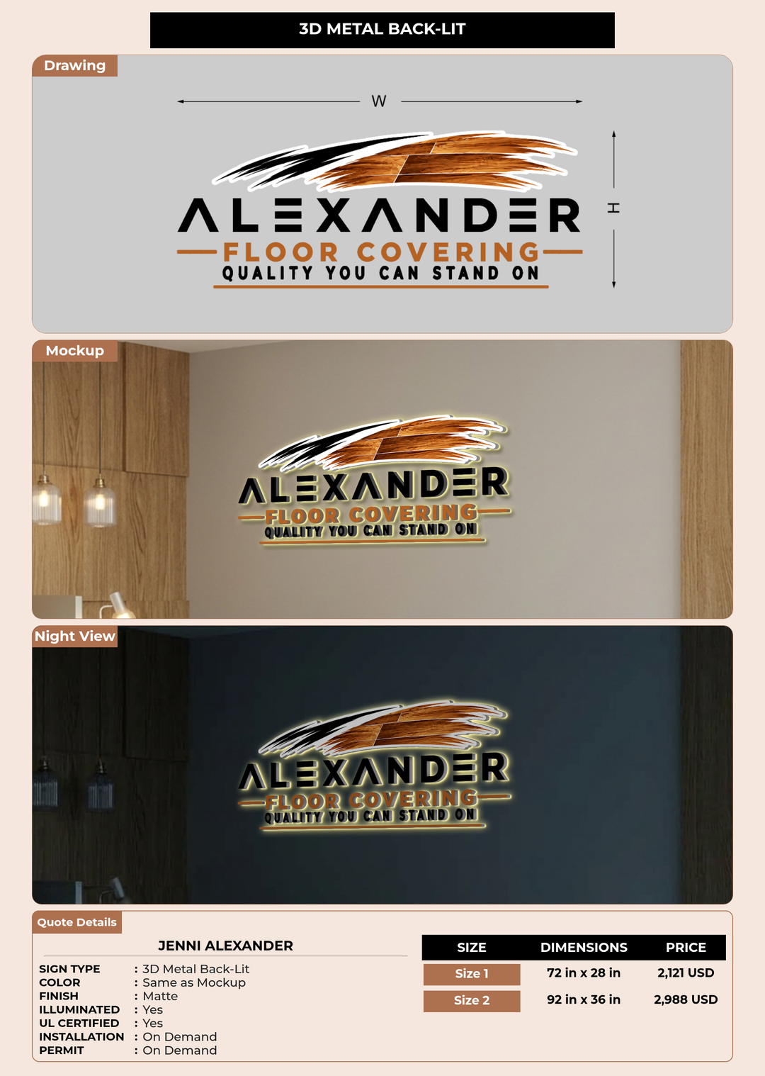 CUSTOM MOCKUP SIGN FOR Jenni Alexander