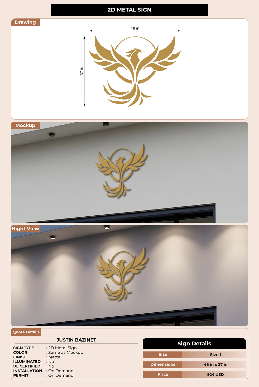 CUSTOM MOCKUP SIGN FOR Justin Bazinet