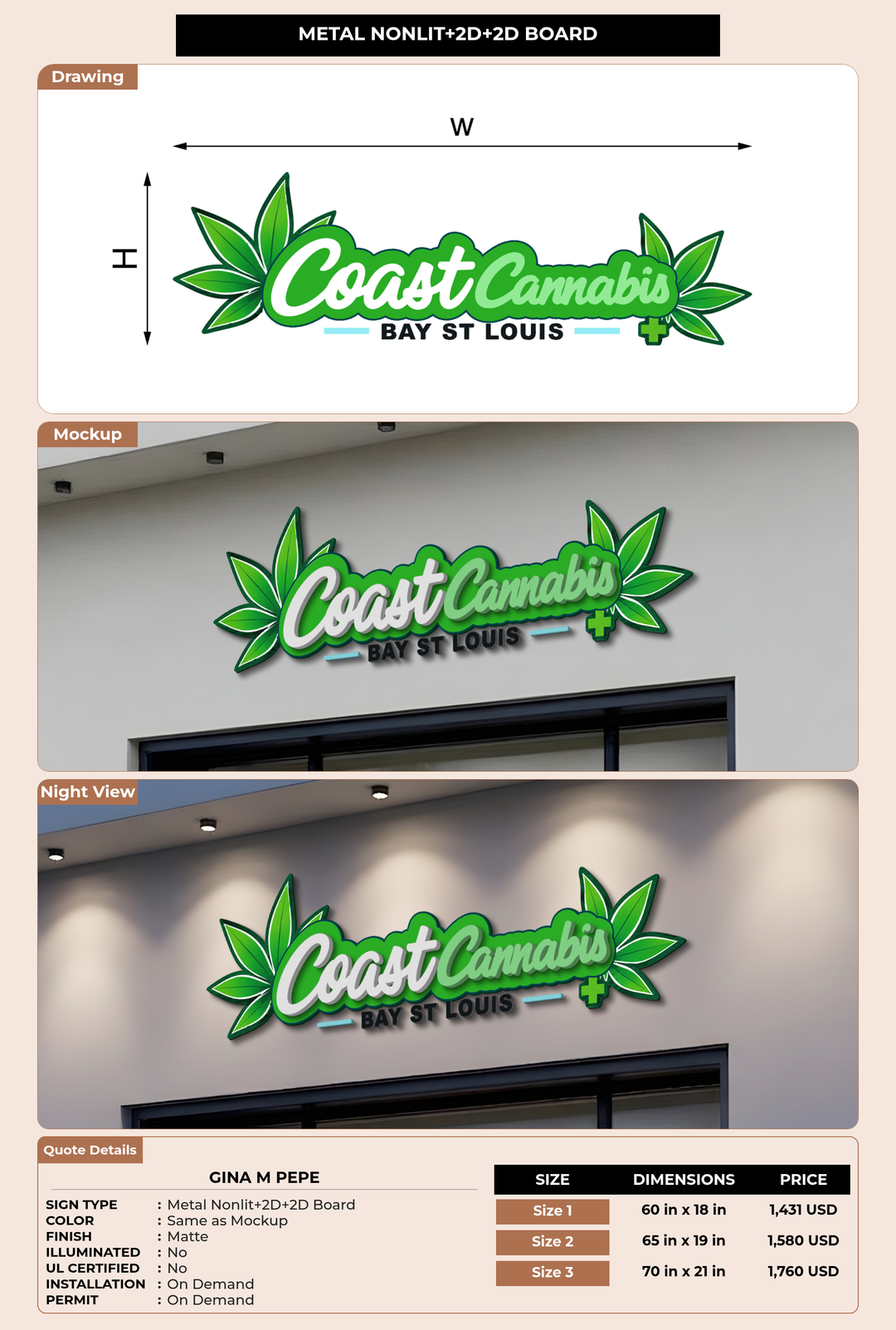 CUSTOM MOCKUP SIGN FOR Gina M Pepe
