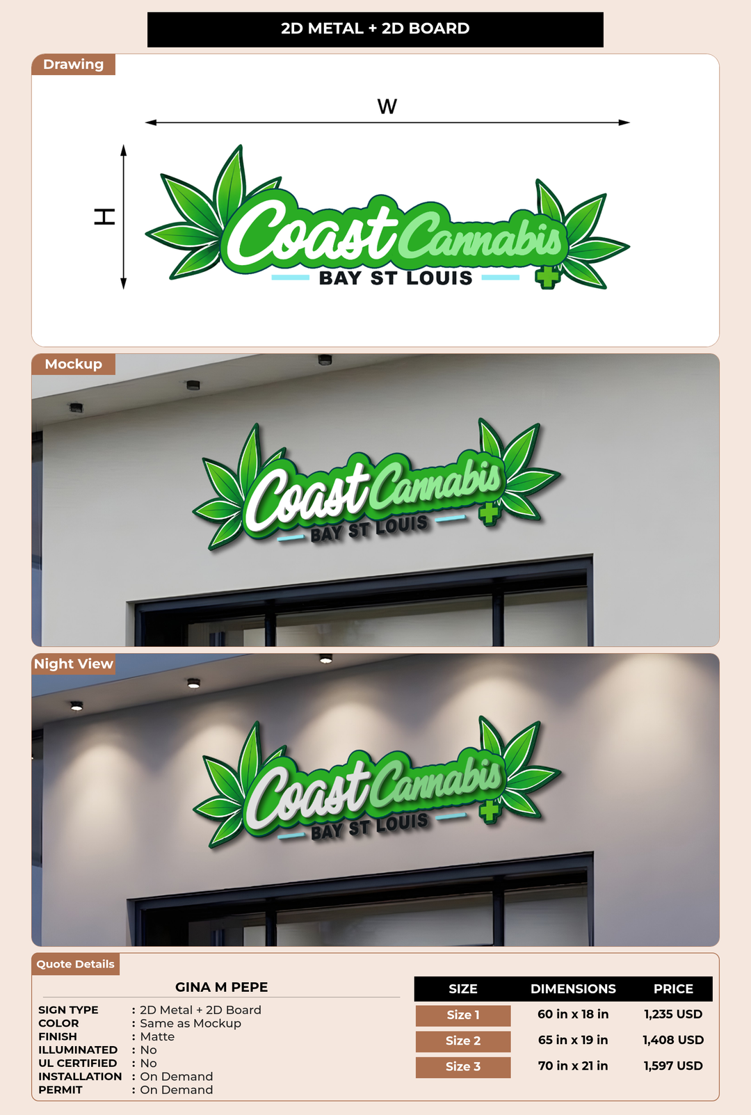 CUSTOM MOCKUP SIGN FOR Gina M Pepe