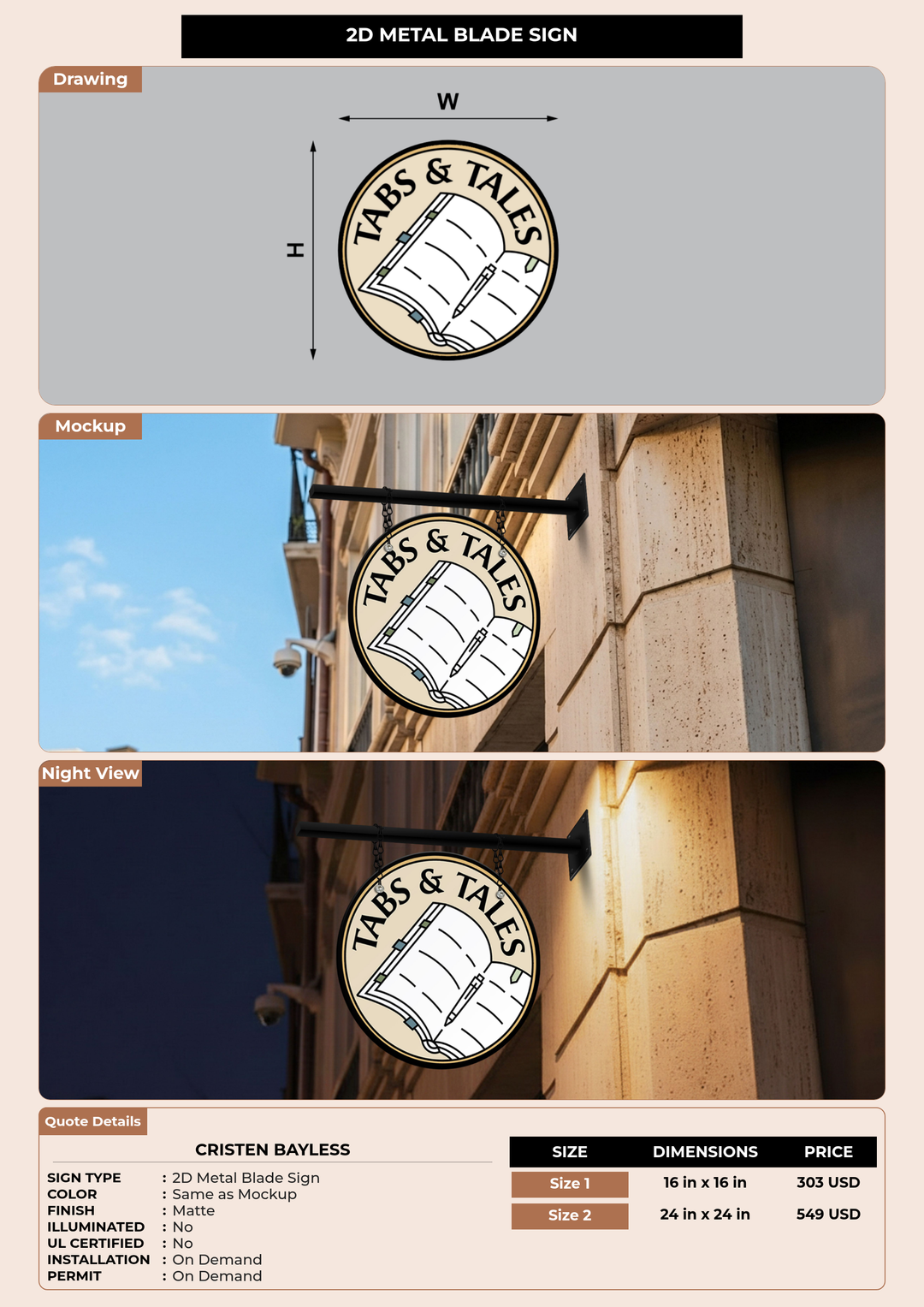 CUSTOM MOCKUP SIGN FOR Cristen Bayless