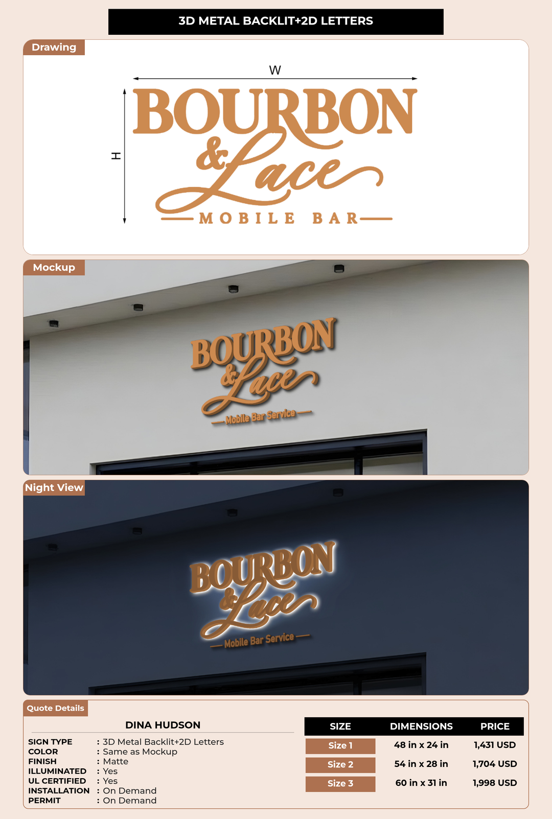 CUSTOM MOCKUP SIGN FOR Dina Hudson