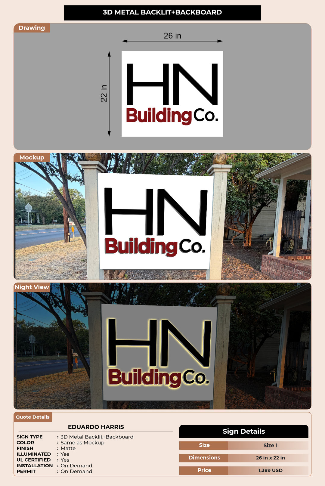 CUSTOM MOCKUP SIGN FOR Eduardo Harris