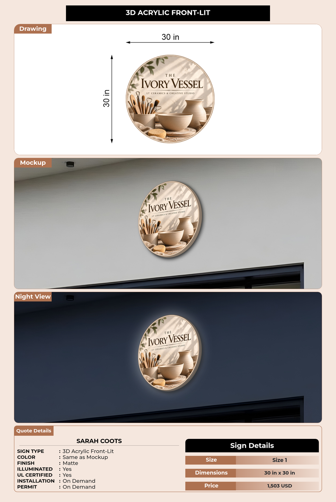 CUSTOM MOCKUP SIGN FOR Sarah Coots
