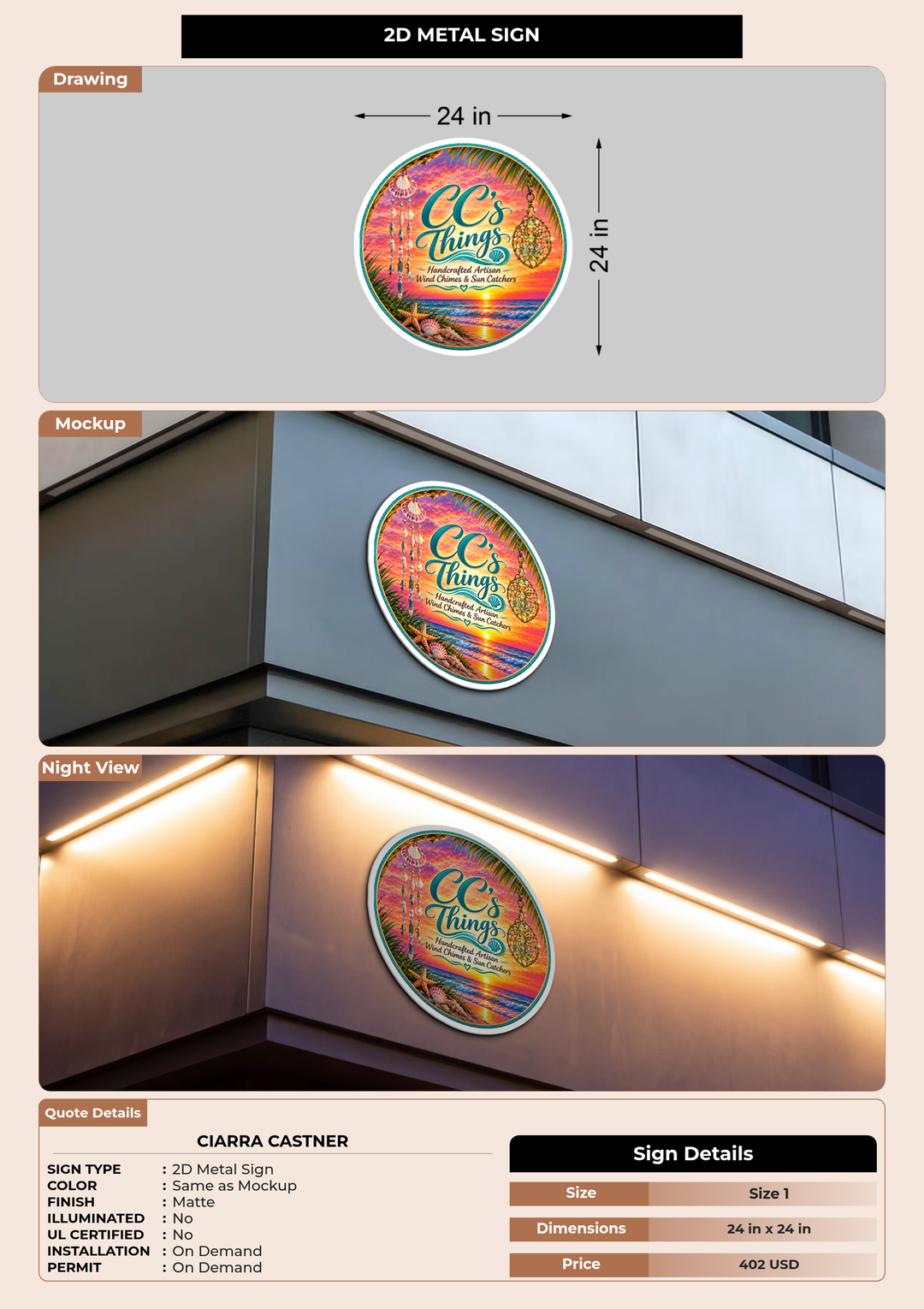 CUSTOM MOCKUP SIGN FOR Ciarra Castner