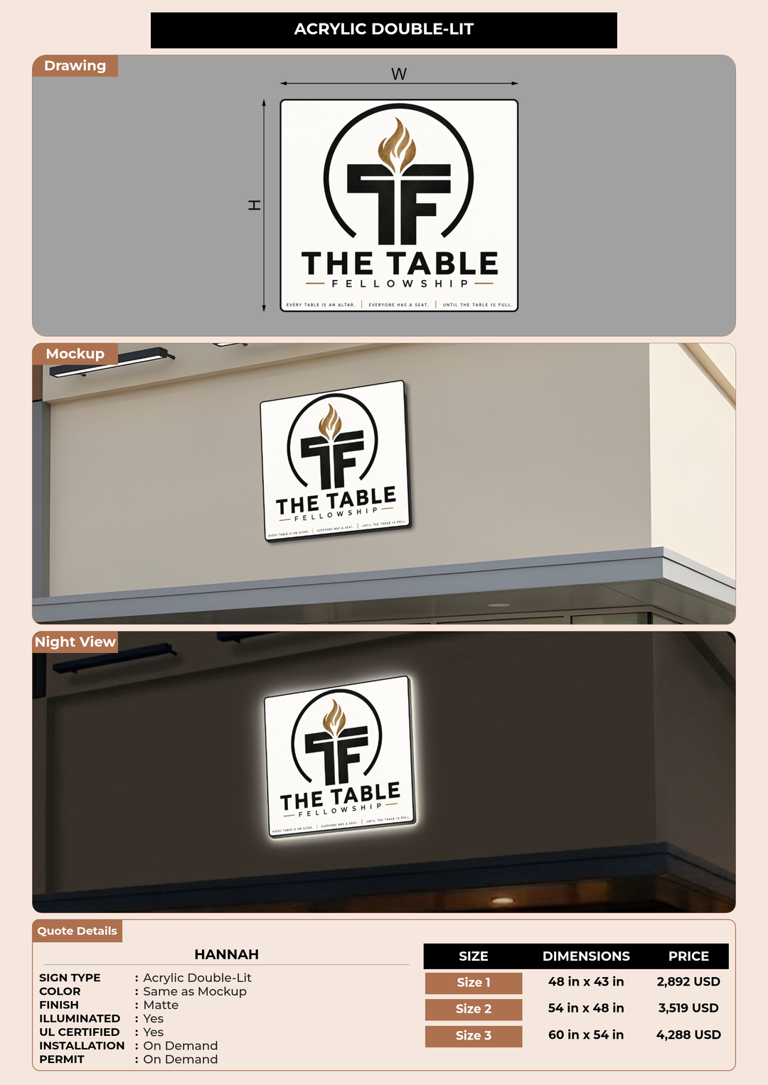 CUSTOM MOCKUP SIGN FOR Hannah
