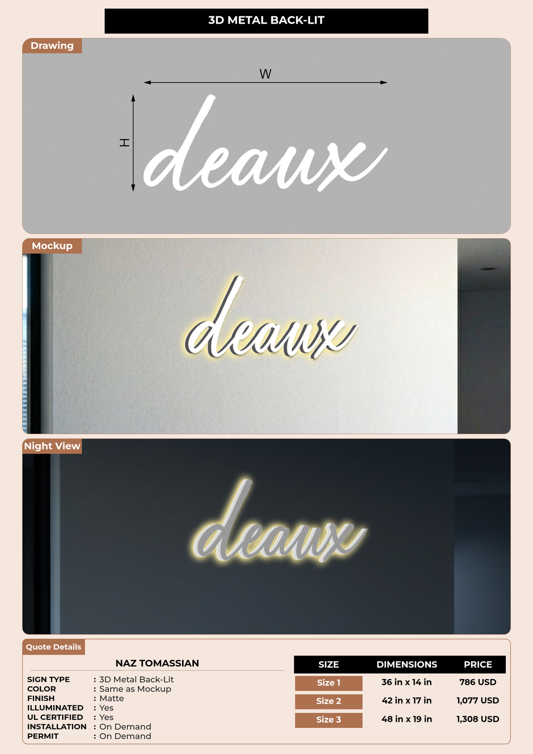 CUSTOM MOCKUP SIGN FOR Naz tomassian