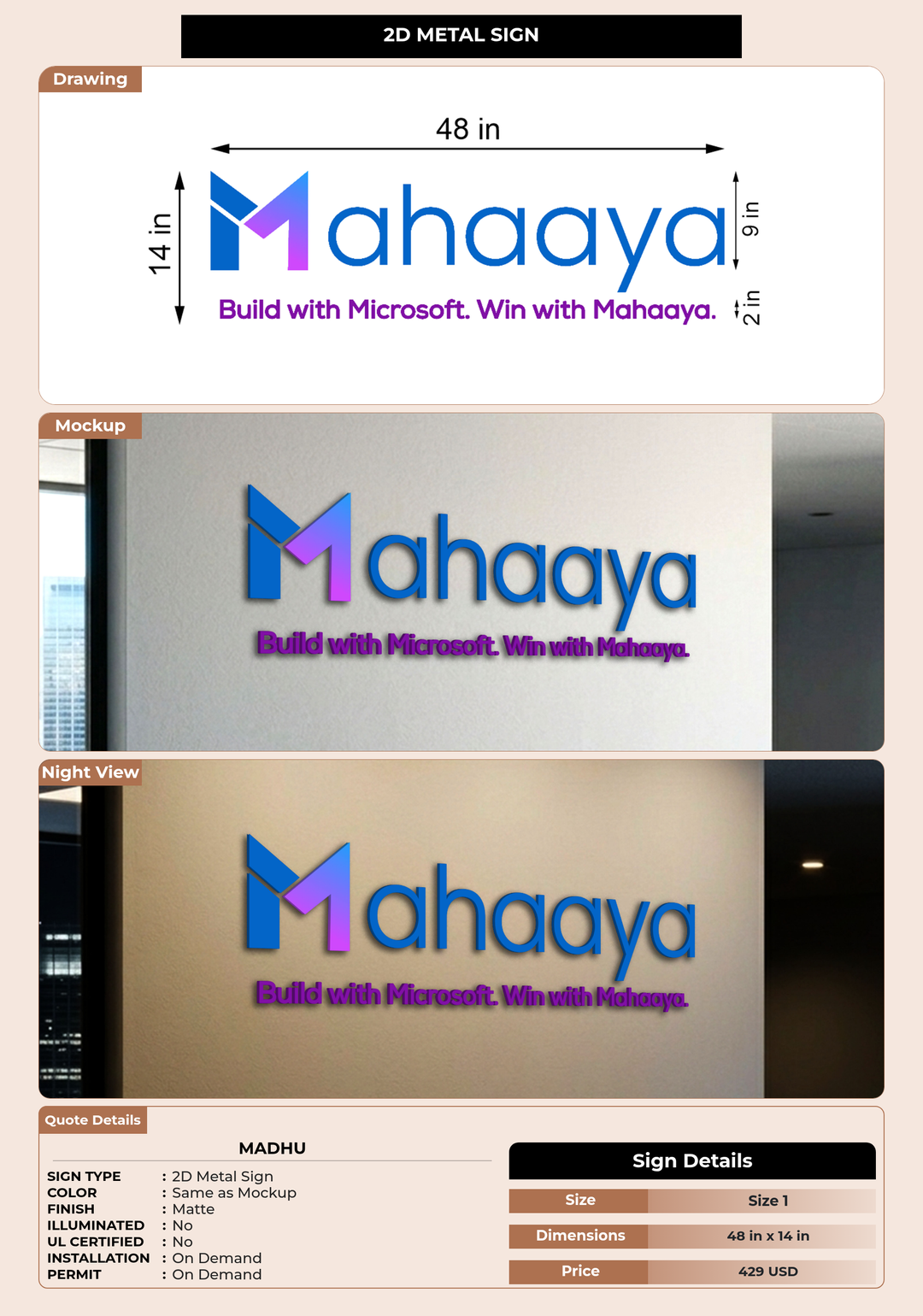 CUSTOM MOCKUP SIGN FOR Madhu