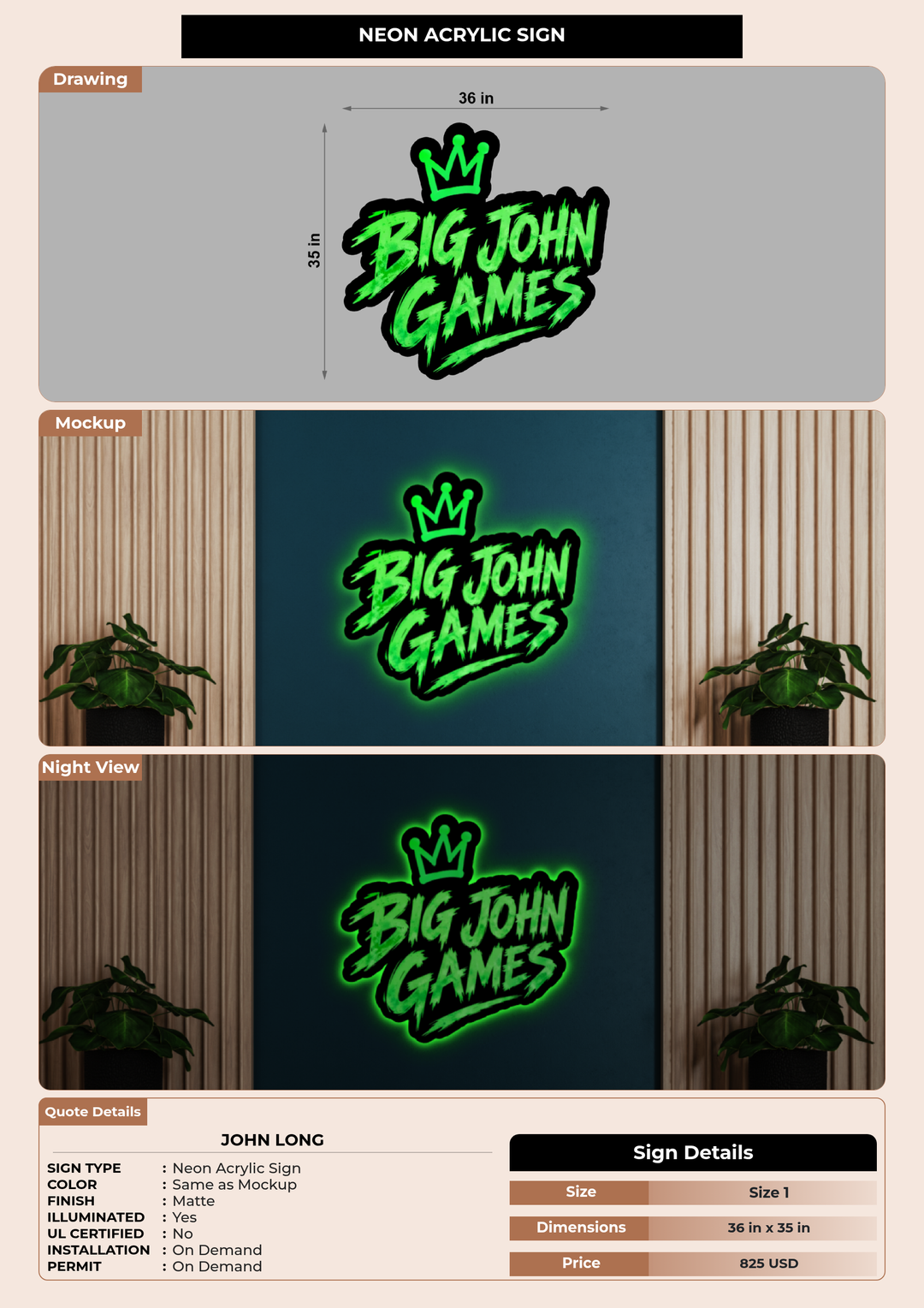 CUSTOM MOCKUP SIGN FOR John Long