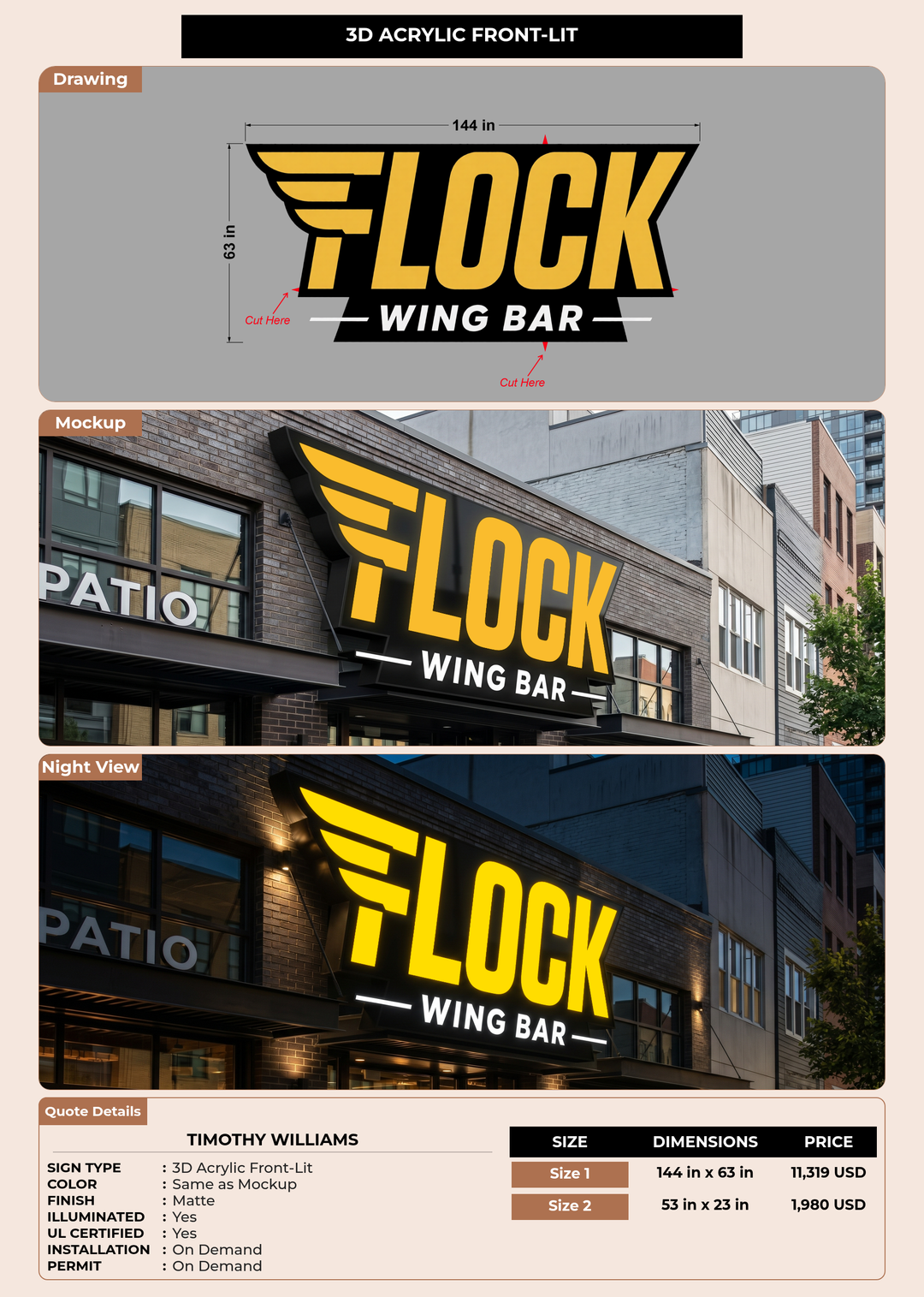 CUSTOM MOCKUP SIGN FOR Timothy Williams