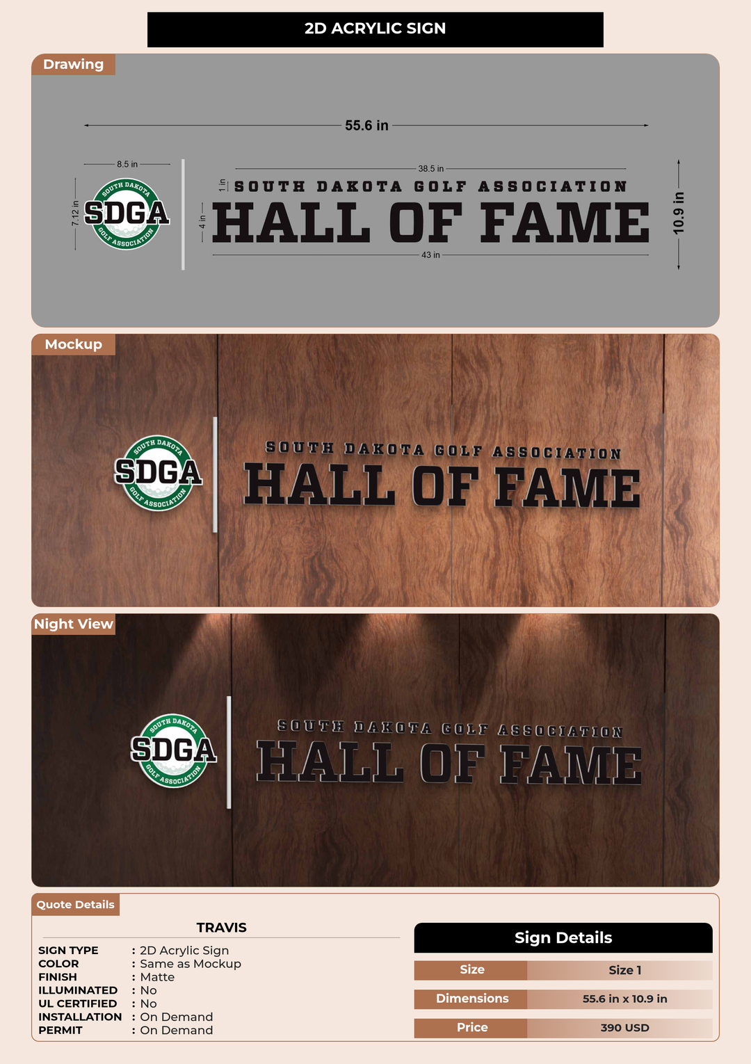 CUSTOM MOCKUP SIGN FOR Travis