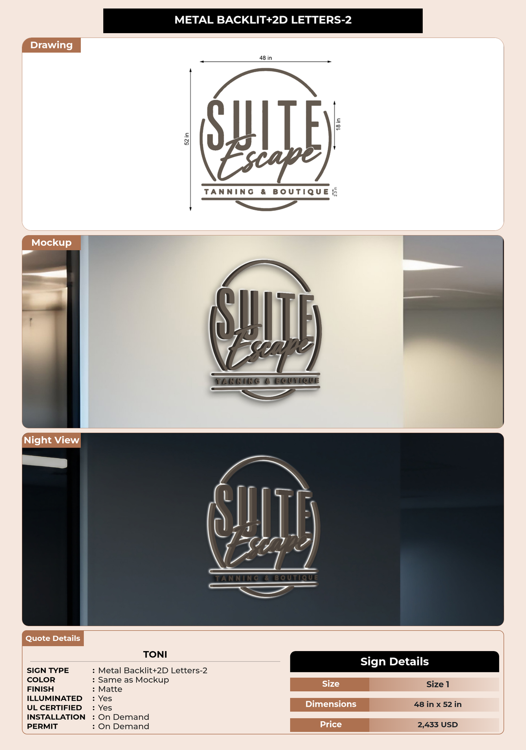 CUSTOM MOCKUP SIGN FOR Toni