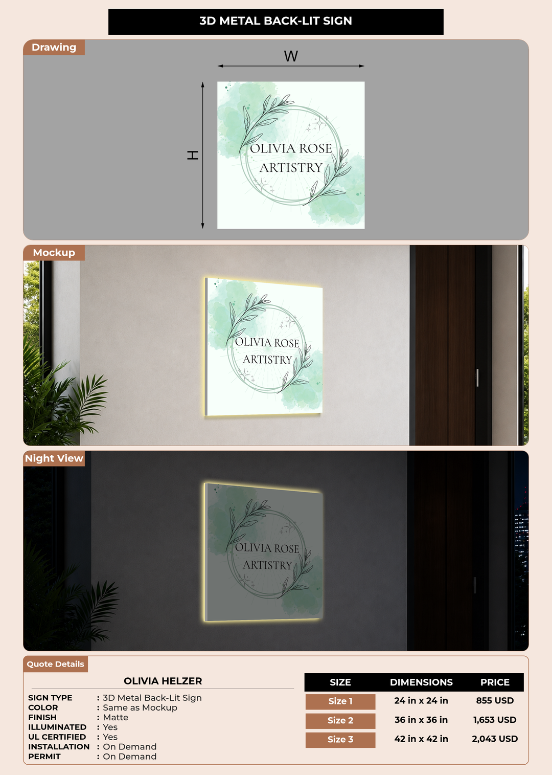 CUSTOM MOCKUP SIGN FOR Olivia Helzer