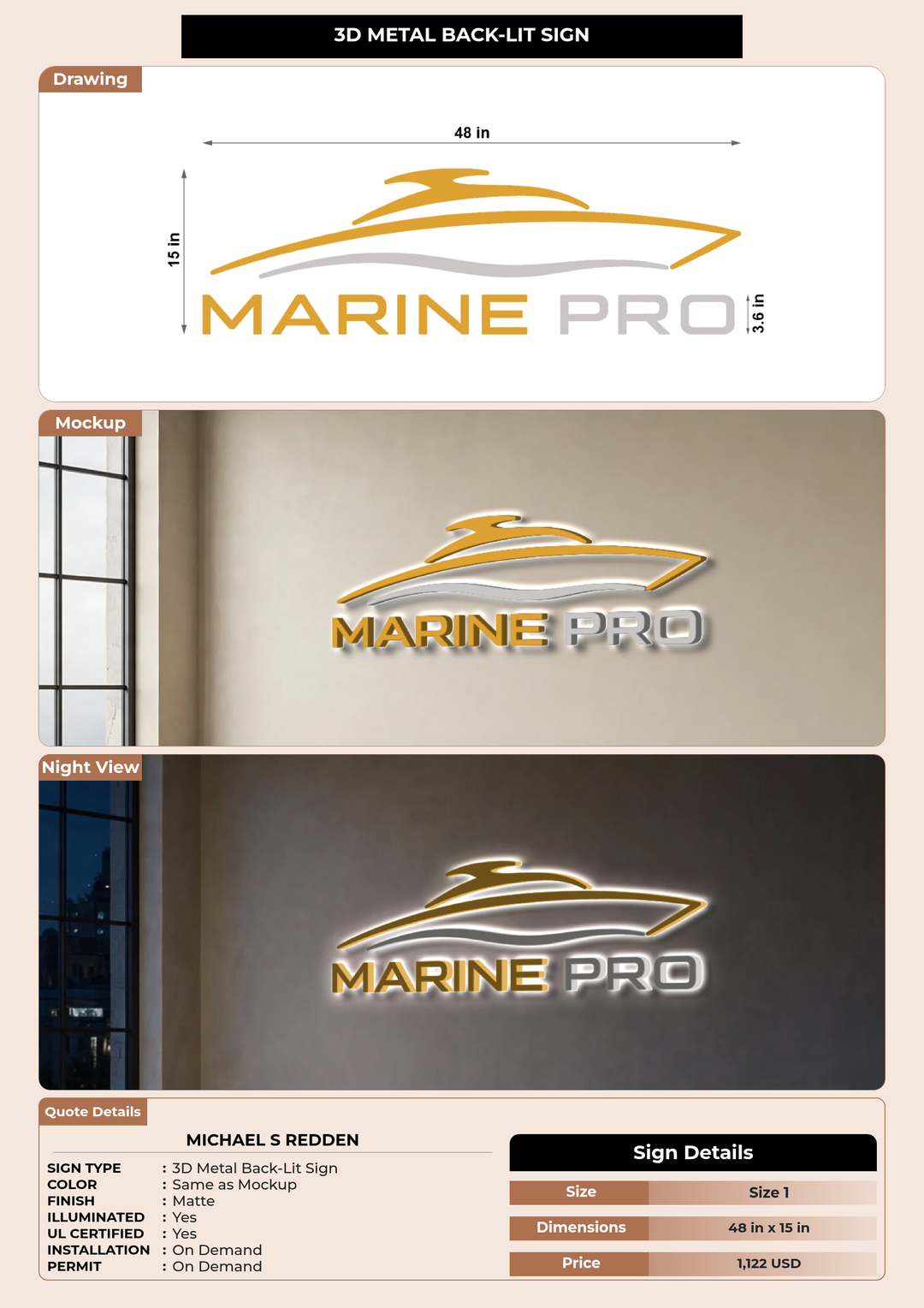 CUSTOM MOCKUP SIGN FOR Michael S Redden