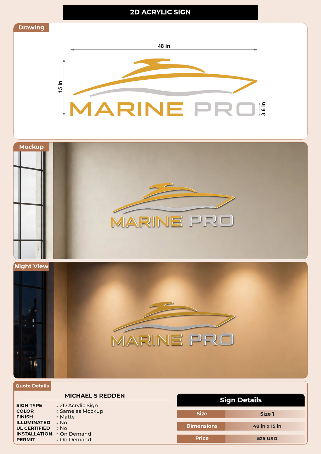 CUSTOM MOCKUP SIGN FOR Michael S Redden