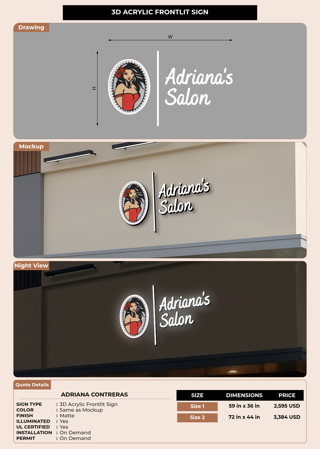 CUSTOM MOCKUP SIGN FOR Adriana Contreras